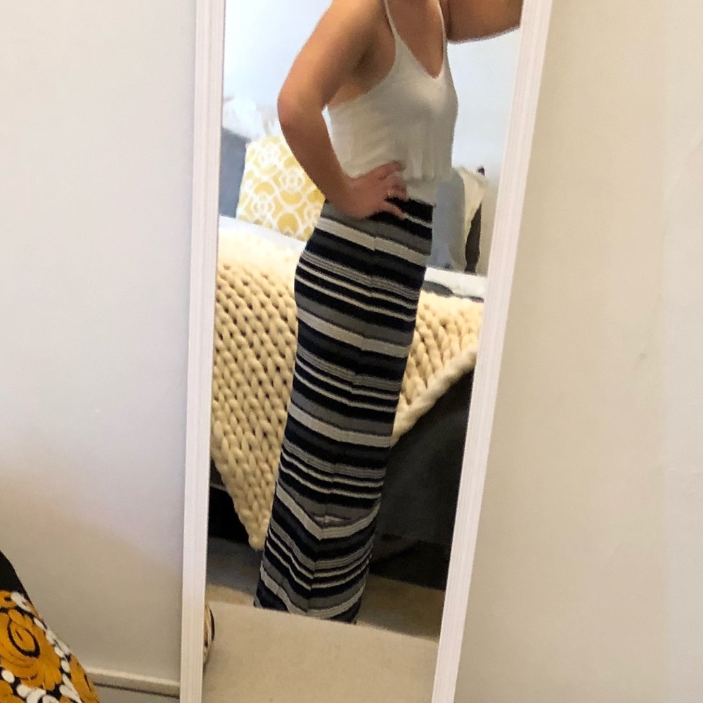 Navy and White Striped Skirt